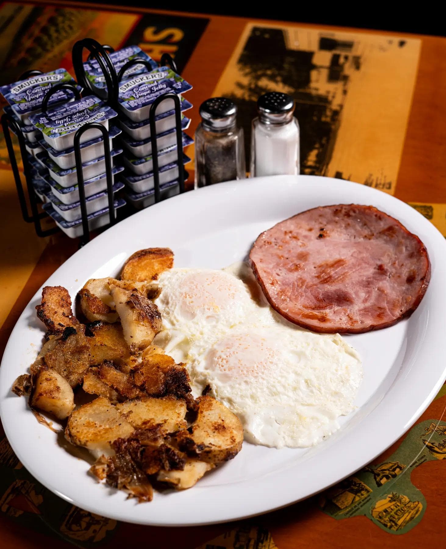 Two Eggs, Toast & Choice of Side & Meat